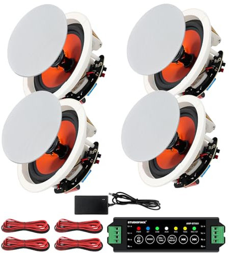STUDIOFINIX 6.5 600 Watts Bluetooth Ceiling Speakers Home Recessed Speaker System Suitable for Indoor,Kitchen,Home Theater,Bedroom,Office,Covered Patio(4 Speakers)