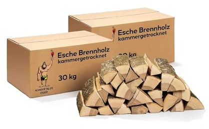 Neandertaler Feuer Brennholz Kaminholz Hartholz – Grillholz 25 cm 30 kg Feuerholz | Holz für Grill Kamin Smoker Ofen | Firewood Anfeuerholz | Laubholz (60 kg)