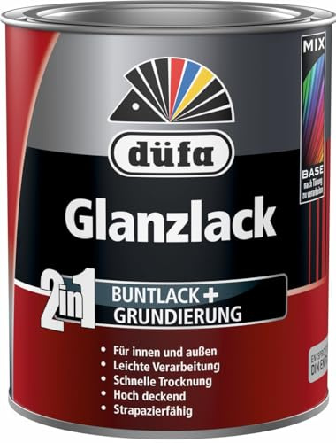 düfa 2in1 Glanzlack grau 750ml Silbergrau glänzend | Lack + Grundierung, für Innen- und Außenbereich, RAL 7001 Silbergrau