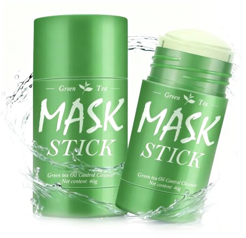 2 Pack Máscara de Té Verde,Green Mask Stick,Green Tea Cleansing Mask,Mascarilla Te Verde Para Limpieza Profunda,Masque Stick hidratante Eficaz,Adecuado Para la Mayoría de Los Tipos de Piel