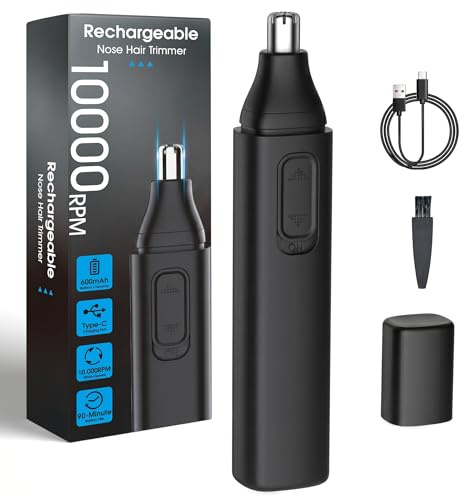 Nasenhaartrimmer Herren Nasenhaarschneider Ohrhaarschneider für Männer und Frauen, Doppelseitigen Edelstahlklingen, USB Type C aufladbar für einfache Reinigung, Reisefreundlich（Schwarze）