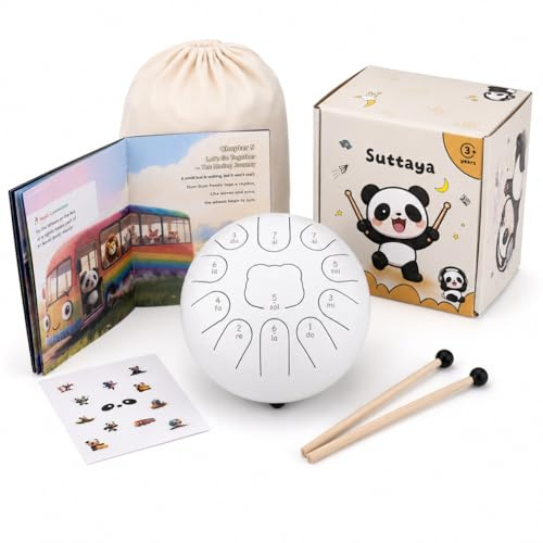 Zungentrommel kinder Steel Tongue Drum 6 Zoll, 11 Noten Suttaya Regentrommel Gelbe Stahlzungentrommel mit Trommeltasche – liebevolles Geschenk zur musikalischen Früherziehung