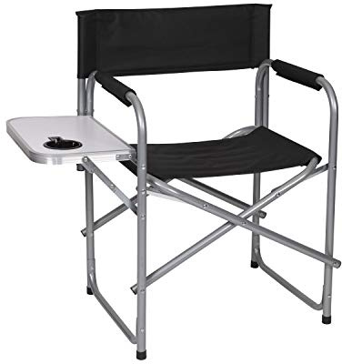 Stansport Directors Chair with Side Table, One Size, Black