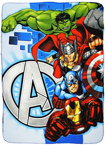 alles-meine.de GmbH The Avenger - Fleecedecke/Kuscheldecke - 100 cm * 140 cm - Decke aus Fleece - für Jungen - Schmusedecke - Captain America/Iron Man - Thor Hulk - Actio..