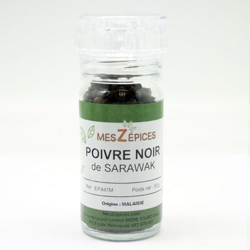 Aube-Gourmet Poivre noir de Sarawak en moulin rechargeable 90ml de 45 grammes