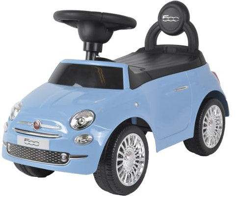 Bandits & Angels Rutschauto FIAT 500 Blau ab 1 Jahr für Jungen – Blaues Rutschauto für Kinder – mit Hupe – für drinnen und draußen