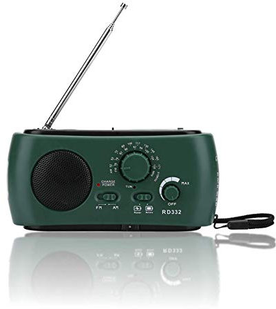 Radio solaire, AM/FM radio d'urgence à manivelle 500 mA avec lampe de poche LED, chargeur de téléphone portable, pour la randonnée et le camping en plein air