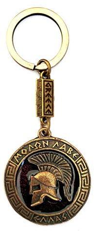 IconsGr Porte-clés casque de bataille spartiate antique bouclier de pièce de monnaie 300 rouge, doré, L