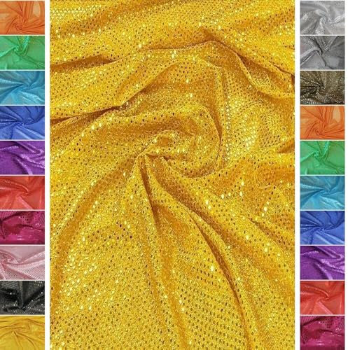 StoffBook GOLD/GOLD PAILLENTTENSTOFF KLEINE TUPFEN PAILLETTEN STOFF STOFFE, E109