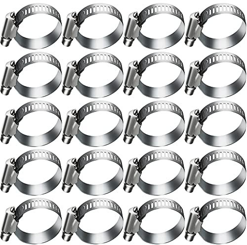 20pcs Adjustable Worm Gear Hose Clamp Stainless Steel Pipe Clamps, 1-4/5-2-3/4 (46-70mm)Tube Clamp Tool for Water Pipe, Plumbing, Fuel Line,Intercooler