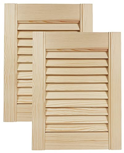 DecoMeister Lamellentüren aus Holz Massivholz Lamellentür Holztür Schranktür mit offenen Lamellen für Kleiderschrank Möbelfronten 294x395 mm 2-er Pack