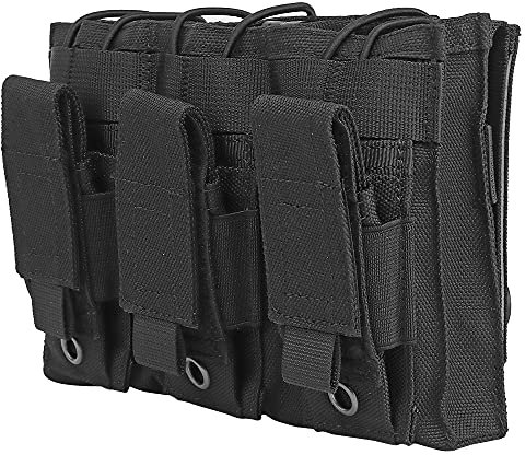 Verbesserte Version Taktische Magazintasche für M4 M16 AR15 HK416 Triple Mag Holder Open-Top Military Airsoft Mag Pouch Taktische Rucksack Weste Molle Zubehör Schwarz