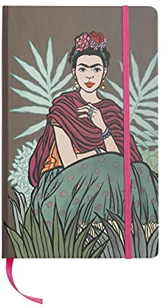 art&design24 I'm Frida Notizbuch, Format 13 x 21 cm, Grün, Notizblock mit 192 Seiten, Blätter aus ökologischem Papier, Made in Italy, Notizblock mit Lesezeichen und Gummiband