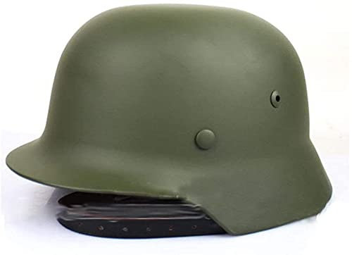 MJZYP WW2 Deutscher Stahlhelm M35 Mit Netz Und Schutzbrille, Hochfester Stahlhelm Aus Dem 2 Weltkrieg Mit Lederfutter Green