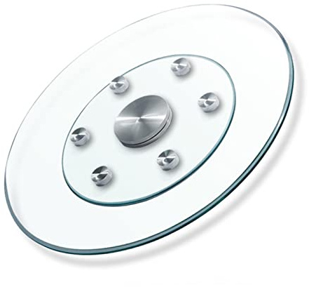 LIGUOYI Plateau Verre Rond, 360° Tournant Dessus De Table Ronde Verre Trempé with Silent Bearing, Transparent Dessus De Table en Verre Plateau for Table De Salon, Lisse, Durable