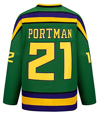 Dean Portman # 21 Eishockey Trikot Jersey Filmversion Mighty Ducks Sport Sweatshirts Männer Party Stickerei Langarm Ice Hockey Jersey,Green,M(Bust:124cm)