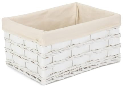 Red Hamper ST079W/2 Wicker Medium White Scandi Storage Basket With White Lining