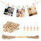 Furuising 150PCS Mini Wooden Pegs Natural Small Photo Pegs,Small Pegs for Hanging Photos,Wooden Pegs Craft with 10M Jute String for Photo Wall Display,Craft,Weddings & Party