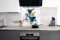 Myphotostation Geometric Marble Tempered Glass Backsplash 60WX40H'' Blue Splashback for Kitchen Decor Bathroom Wall Protector Stove Backsplash Panel Tile Glass Splashback