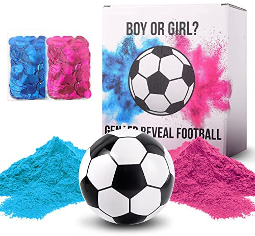 Gender Reveal Fussball mit Pulver, Gender Reveal Fußball Explodiert Blau oder Rosa Pulver für Jungen oder Mädchen Überraschung Geschlecht Verkünden (Pack)