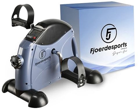 Fjoerdesports Mini-Heimtrainer, Arm- und Beintrainer, Bewegungstrainer, 2 in 1, mit Trainingsdisplay, Hometrainer, Verschiedene Widerstandsstufen, Ausdauertraining, grau/blau (41 x 40 x 30,6 cm)