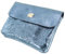 modamoda de - P09 – ital. Portefeuille en cuir pour femme, petit format, Bleu jean métallisé, xs