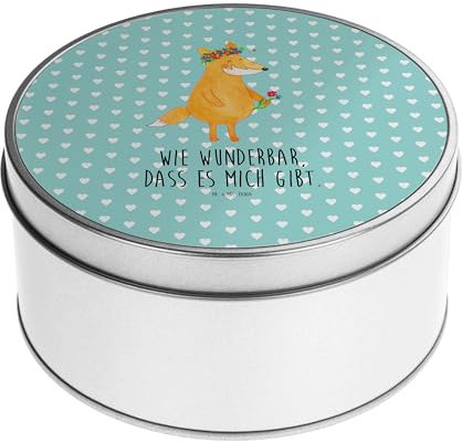 Mr. & Mrs. Panda Blechdose rund Fuchs Blumen - Geschenk, Motivation, Aufbewahrungsbox, Fox, Aufbewahrungskiste, Geschenkbox, Metall Dose,