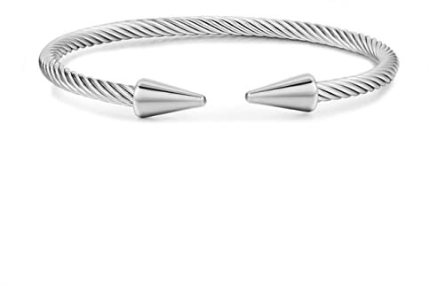 Cusstally Men's Bracelet Stainless Steel Bracelet Novelty Bracelet Retro Fashion Screw Pattern Single Layer Nail Shape Open Steel Color Fashion accessories