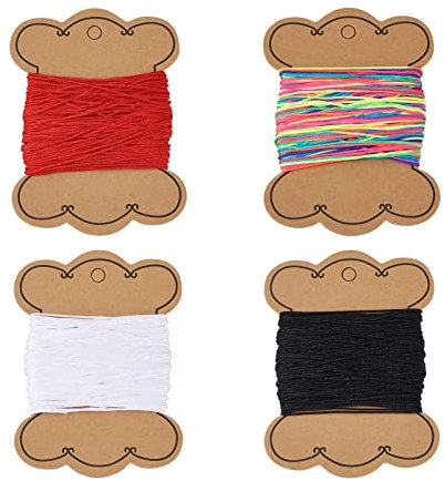Pandahall - Cordoncino in nylon per nodi cinesi, macramè, 0,8 mm, per braccialetti con perline e creazione di gioielli, 100 m, 4 colori, nero, bianco, rosso