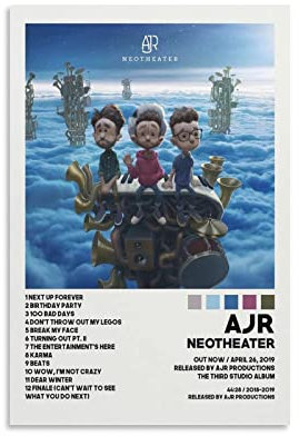 AJR Neotheater Leinwand-Poster, Schlafzimmerdekoration, Landschaft, Büro, Valentinstag, Geburtstag, ohne Rahmen, 30 x 45 cm