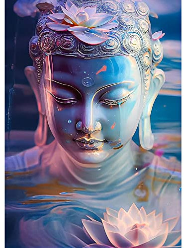 DAERLE Diamond Painting Buda, Diamond Painting Kit Completo, Kit de Pintura de Diamantes Estatua de Buda Kits Adultos, Pintura de Diamantes, Cuadro Diamantes, para Decoración de Paredes 30x40cm