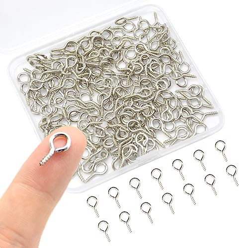 Hocansen 300 Pezzi Occhielli a Vite 13x6mm Bulloni a ganci occhiello Ganci a Vite Acciaio Inossidabile con Filettatura per Legno, Artigianato (13.2 * 6.6mm)