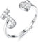 Diamday S925 Sterling Silber Verstellbarer Buchstabe Ring für Damen Mädchen - Herz Stapelbare Offener Initiale Alphabet A-W Personalisierter Ring Mit Großbuchstaben Initialen Schmuck Geschenke
