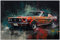 Printonia Leinwand-bild 120x80cm Ford Mustang Shelby Oldtimer Sportwagen Abstrakt Art Bilder Dekoration Wandbild Kunstdruck Automobil Deko