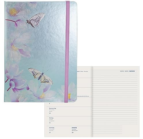 Idena 11065 - Terminkalender 2024, DIN A5, Butterfly, 176 Seiten, 1 Woche auf 1 Seite, Agenda, Wochenplaner