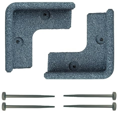 FlexiBorder 2 x 90 Degree Inside Corner - Grey Rubber Lawn Edging - Garden Edging for Grass Lawns, Pathways and Flower Borders