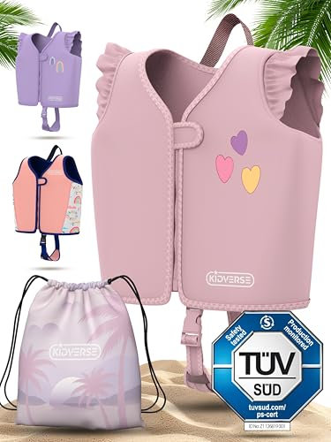 KIDVERSE Schwimmweste Kinder 3-6 Jahre - TÜV geprüfte Schwimmhilfe mit Bauchumfang bis 66cm - Schwimmhilfe Kinder 3-6 Jahre - Kinderschwimmweste zum Schwimmen Lernen - Komfort Schwimmweste Kind