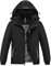 MoFiz Veste de Ski Garçon Hiver Chaud Manteau de Neige Imperméable de Montagne en Polaire Coupe-Vent Enfants Blouson avec Capuche Amovible Noir L(13-16 ans)