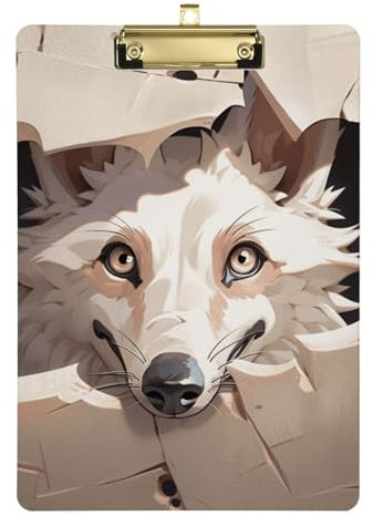 Porte-bloc mural cassé avec motif chien derrière blanc et jaune A4