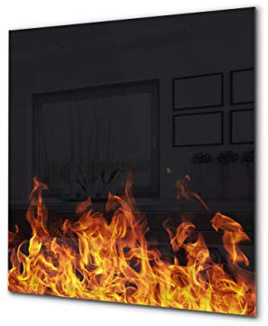 Canvasfly 60x60 Wandpaneele für Küche, Deko-Spritzschutz für Küchenrückwand Glas, Bilder aus Glas Gehärtet, Küchen-Deko Glasplatte aus Vorgespanntem Glas, Küchenrückwandplatte | Feuer