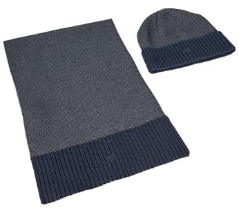 camel active Herren Strickmütze und Schal Geschenkbox Nachtblau, menswear-OS