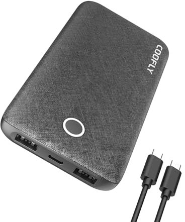 COOFLY Tragbares Ladegerät, 10000 mAh 5 V/3 A Powerbank, USB C In&Out High-Speed-Ladeakku-Pack Tragbares Handy-Ladegerät für iPhone 15, 14, 13, 12, 11, Samsung S22, S21 usw. (schwarz)