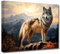 LZIMU Wolf Wandbild Wolf im Berg Leinwand Kunstdrucke Wald Sonnenaufgang Tierbild abstrakte Tiere Poster für Heimdekoration (B, 70.00 x 105.00 cms)