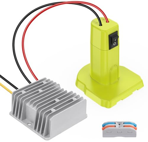 18V to 12V Aadpter Converter for Ryobi 18V DC Battery Voltage Converter Regulator 15A MAX 180W Automatic Buck Converter Power Wheels Aadpter with Switch for DIY