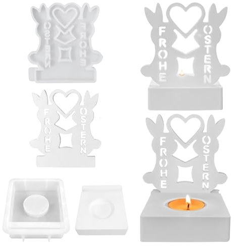 Silikonform Hase, Hase Silikon Gießform Kerzenhalter Silikonform Ostern Silikonform Kerzenhalter Mit Sockel Ostern Hase Backform Giessform Silikon Osterhase Silikonform for Stabkerzen Teelichter (A)