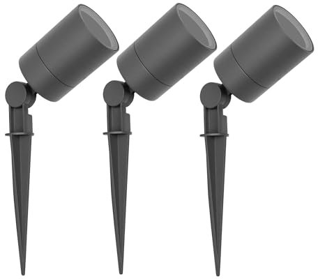 Ledvion - 3X Spots à Piquer LED, Aluminium Anthracite, IP65, 5W, Support GU10, 1M de Câble, Projecteur LED, Spots de Jardin