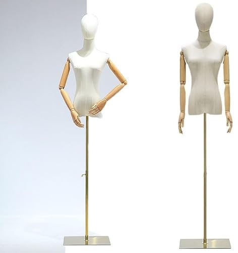 Weibliche Schneiderpuppe Torso, 140-190 cm Höhenverstellbare Schaufensterpuppe,MetallständerIdeal zur Präsentation von Kleidung, Abendkleidern & Schmuck, Golden