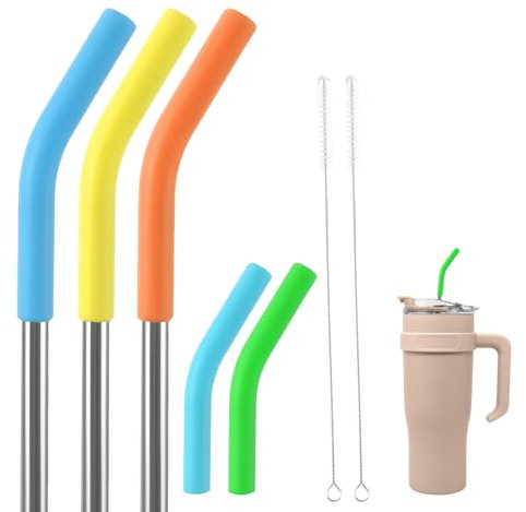 MEIJIAYOU 40 oz Tumbler Straw Compatible With Hydraflow,3PCS Stainless Steel Straw Replacement and Flex Tips Hydraflow 40oz Accessories