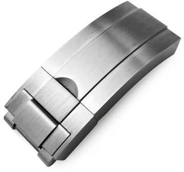 MODBAND Faltschließe aus Edelstahl mit Gleitverschluss für Rolex Submariner Oysterflex Daytona GMT-Uhrenarmband mit Faltschließe(Matte silver)