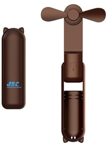 SIC - Mini Ventilatore Portatile, Ventilatore Portatile a Batteria, Ventilatore da Scrivania Silenzioso Piccolo, Ventilatori Portatili Ufficio,Powerbank Ventilatore Ricaricabile Porta Tipo C (Marrone)